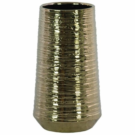 URBAN TRENDS COLLECTION Large Ceramic Round Vase with Combed Design Body, Gold 45722